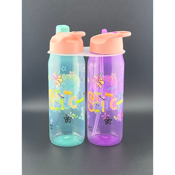 Disney Stitch Kids Water Bottle Set Blue Purple One Size - Picture 1 of 2